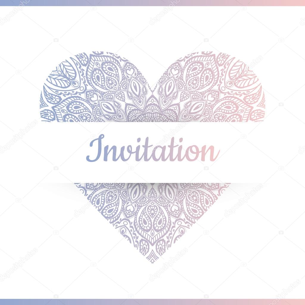 invitation card with heart.