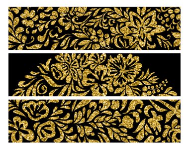 Çiçek desenli vektör afiş kümesi.