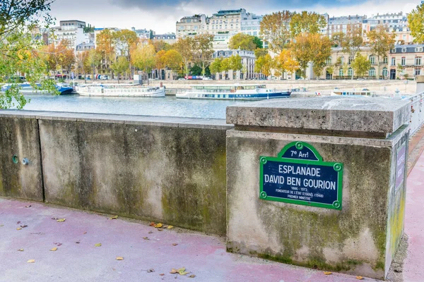 Parigi Francia Ottobre 2020 Esplanade Ben Gourion Lungo Senna Parigi — Foto Stock