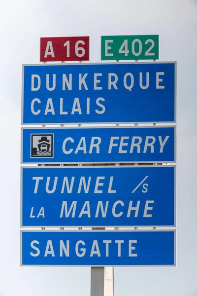 Coquelles France Mai 2021 Panneau Indiquant Tunnel Sous Manche Près — Photo