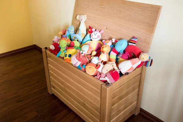 Toy Box full of soft toys — Stock Photo, Image