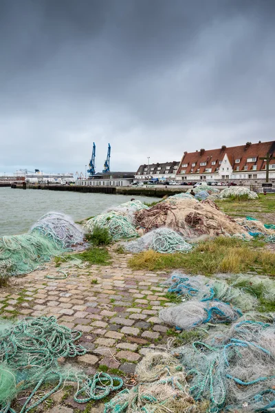 Fishing nets on dock port — Stock Photo, Image