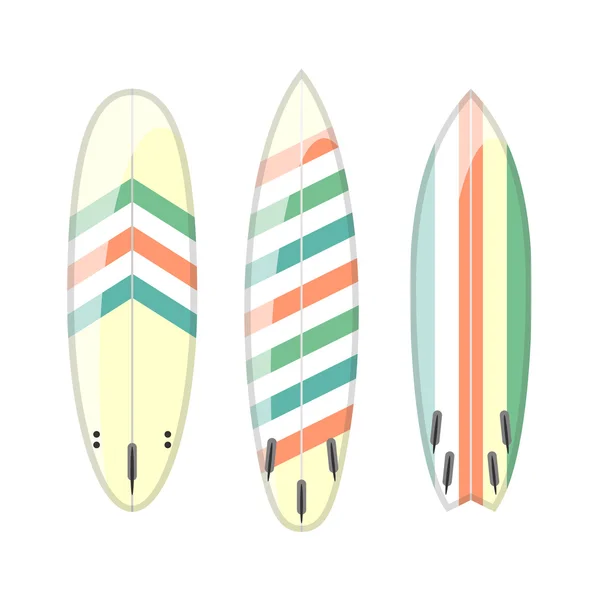 Vector uppsättning inredda färgglada surfbrädor — Stock vektor