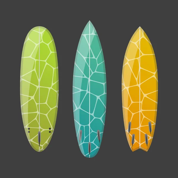 Vector set of decorated colorful surfboards — Stock Vector