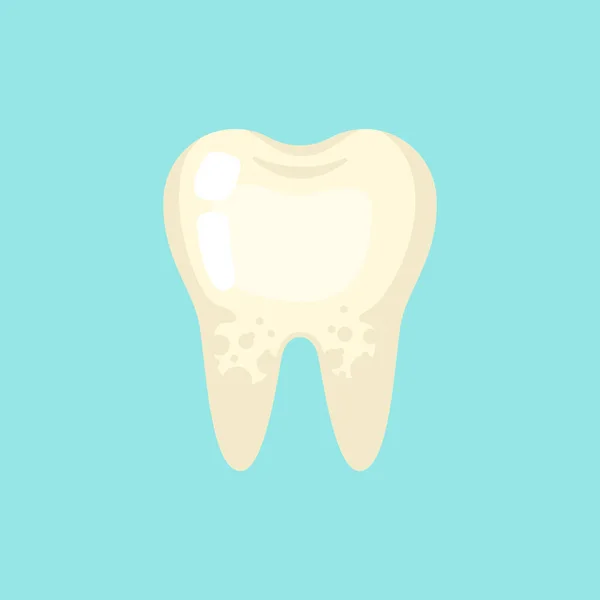 Brudny plamisty ząb, ładny kolorowy wektor ikona ilustracja — Wektor stockowy