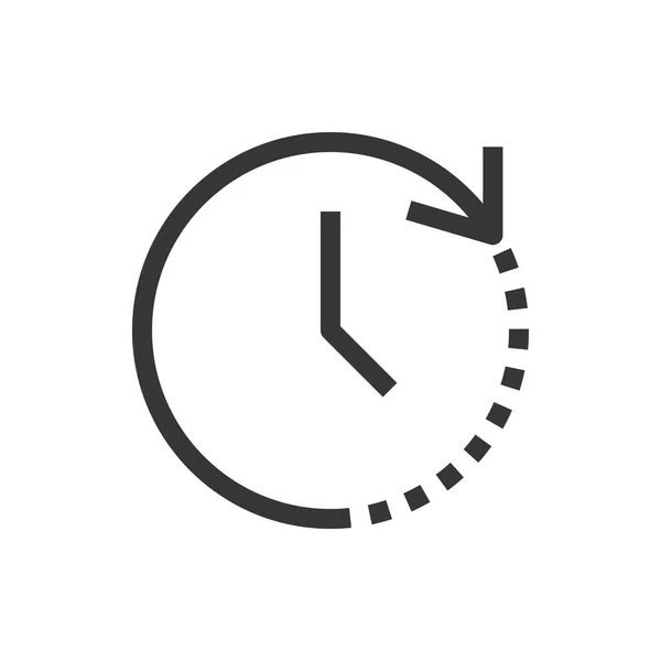 Tiempo y línea de reloj estilo icono vectorial aislado — Vector de stock