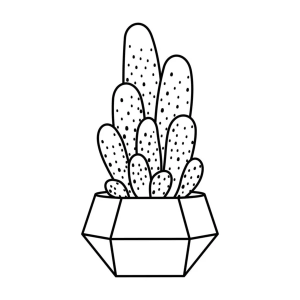 Illustration vectorielle de style ligne succulente et cactus — Image vectorielle