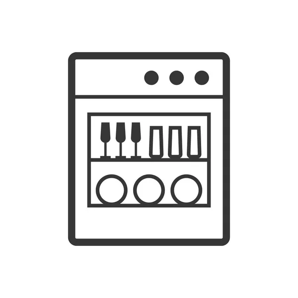 Посудомоечная машина контур одного изолированного векторного значка — стоковый вектор