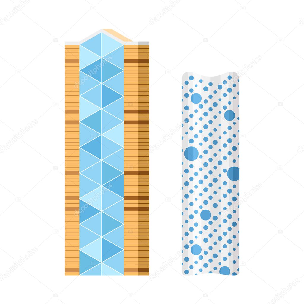Modern city skyscraper buildings, isolated vector flat cartoon set