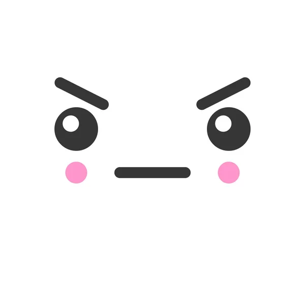 Ontevreden kawaii leuke emotie gezicht, emoticon vector icoon — Stockvector