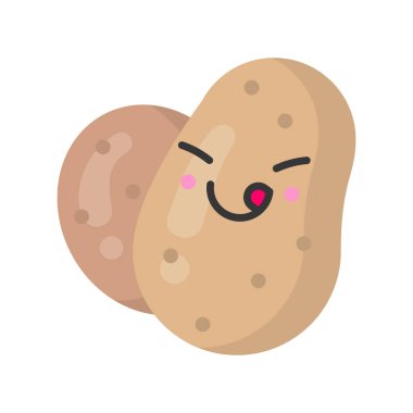 Şirin gülümseyen patates, izole edilmiş renkli sebze ikonu