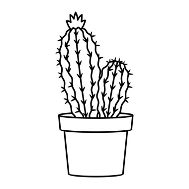 Kaktüs ve sulu çizgi vektör çizimi