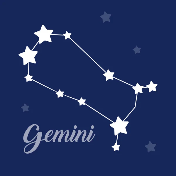 暗い背景にジェミニ符号星座ベクトルアイコン — ストックベクタ