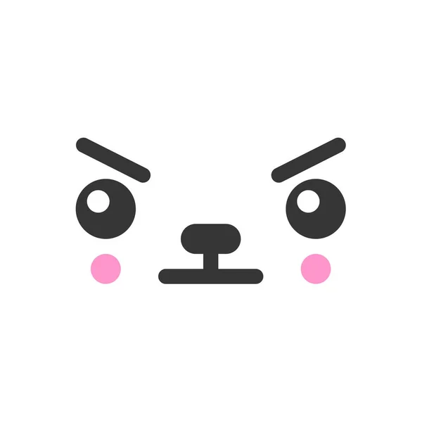 Kawaii descontente bonito emoção rosto, ícone do vetor emoticon — Vetor de Stock
