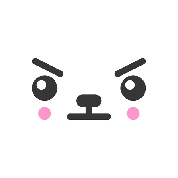 Dispiaciuto kawaii carino emozione faccia, emoticon vettoriale icona — Vettoriale Stock