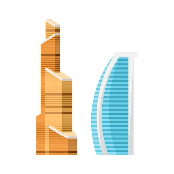 Edificios de rascacielos de la ciudad moderna, vector aislado conjunto de dibujos animados planos — Vector de stock