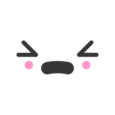 Umutsuz kawaii sevimli duygu yüz, emoticon vektör simgesi