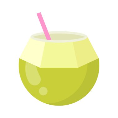 Sevimli hindistan cevizi egzotik meyvesi, izole edilmiş renkli vektör simgesi