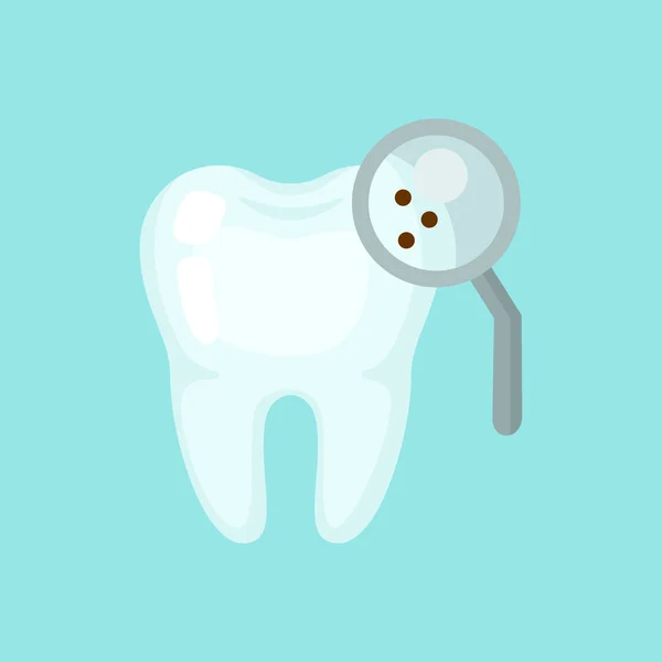 Zub s lupou, roztomilá barevná vektorová ikona — Stockový vektor