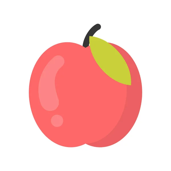 Lindo melocotón fruta, icono de vector colorido aislado — Vector de stock