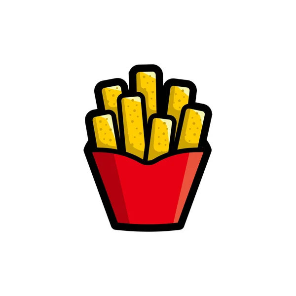 Batatas fritas coloridas com ícone de vetor de fast food de contorno —  Vetores de Stock