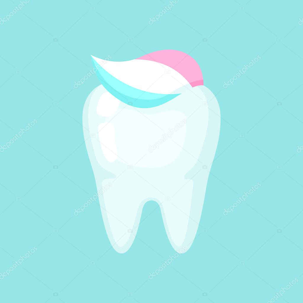 Clean tooth with a toothpaste, cute colorful vector icon illustration