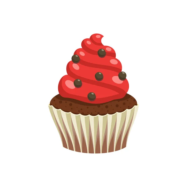 Smaskig söt cupcake med grädde, färg vektor illustration — Stock vektor