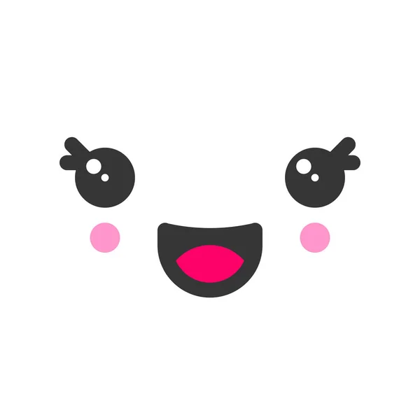 Riendo kawaii cara linda emoción, icono de vector emoticono — Vector de stock