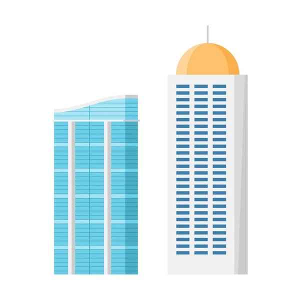 Edificios de rascacielos de la ciudad moderna, vector aislado conjunto de dibujos animados planos — Archivo Imágenes Vectoriales