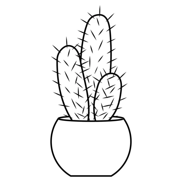 Cactus y suculenta línea estilo vector ilustración — Archivo Imágenes Vectoriales