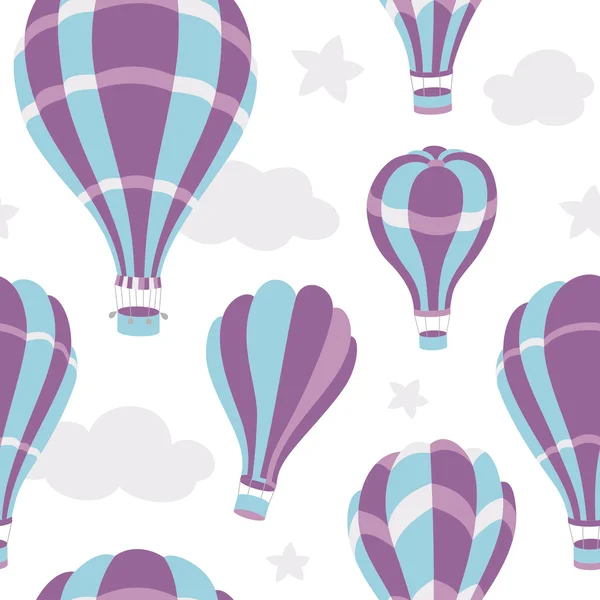 Wzór z balonów na ogrzane powietrze na niebie — Wektor stockowy