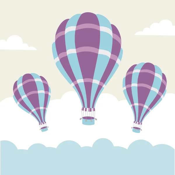 Vector illustration of hot air balloons on the sky — Stock Vector