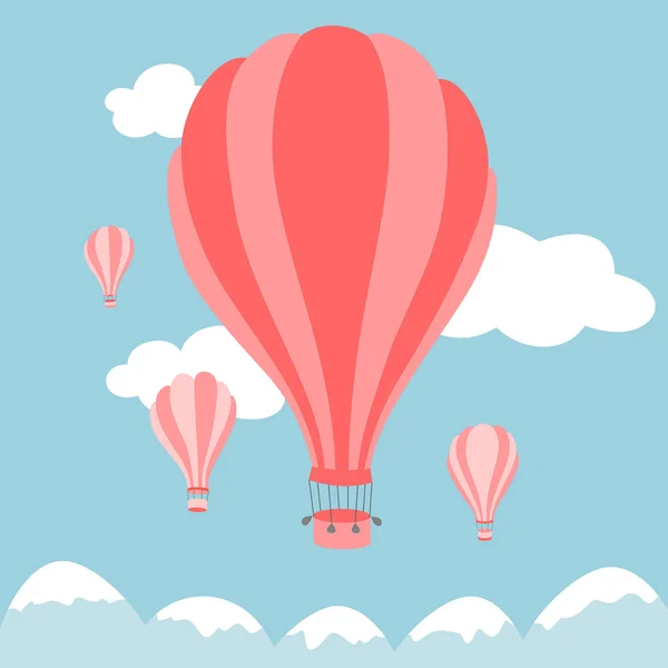 Ilustracja wektorowa z balonów na ogrzane powietrze na niebie — Wektor stockowy