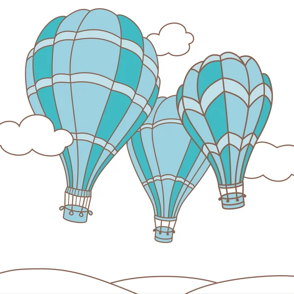 Vector illustration of three hot air balloons — Stock Vector