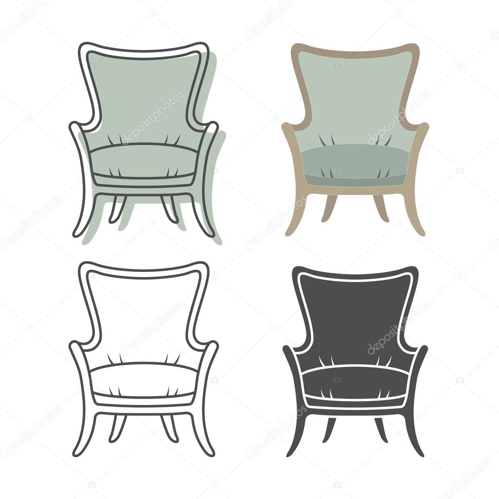 Set of colorfull and silhouette armchairs