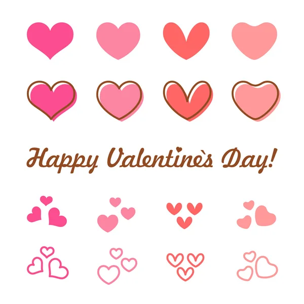 Valentines Day heart vector icon set — Stock Vector