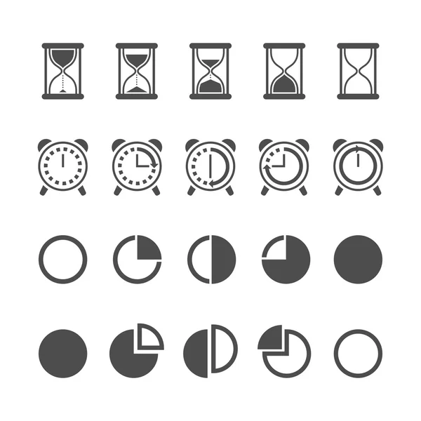 Vector geïsoleerd hourglasses en klokken icons set — Stockvector