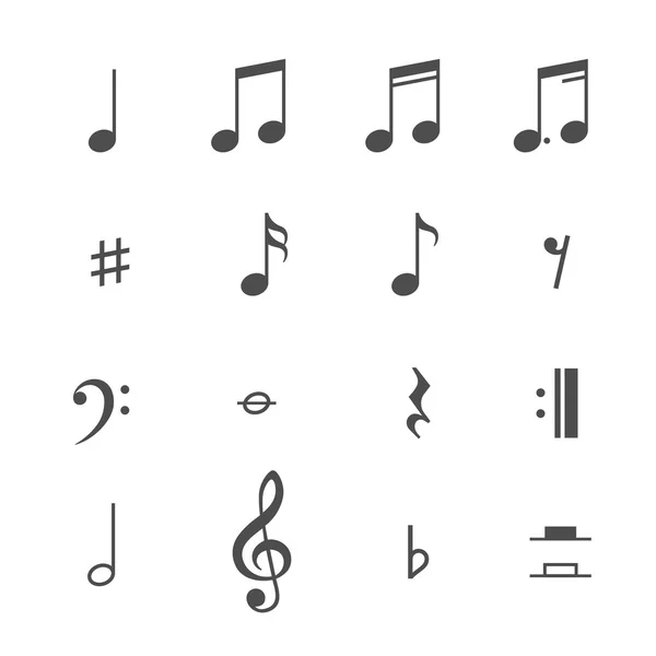 Muziek notities en iconen vector set — Stockvector