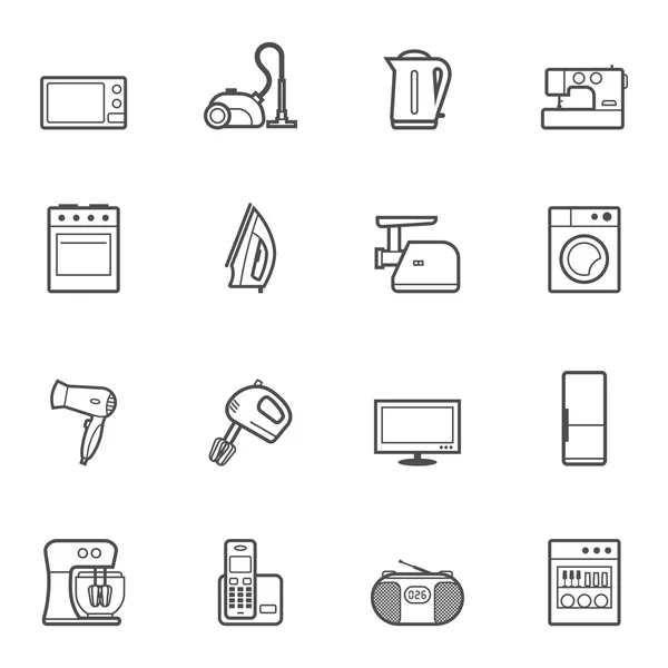 Set of home appliances and electronics icons — Stock Vector