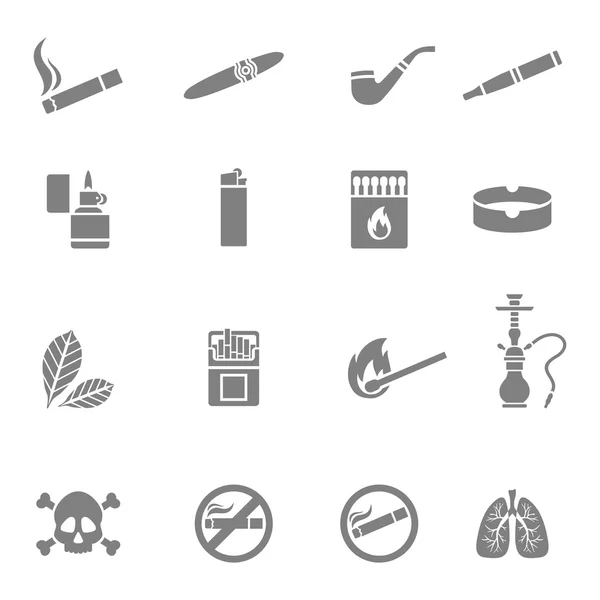 Smoking vector silhouette icons set — Stock Vector