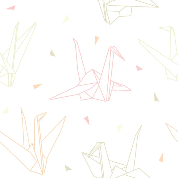 Vector origami paper cranes seamless pattern — Stock Vector