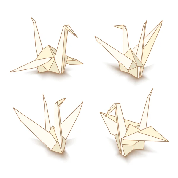 Grúas de papel de origami aisladas vectoriales — Vector de stock