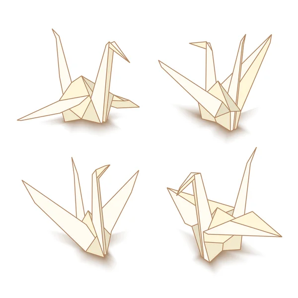 İzole vektör origami kağıt Vinçler