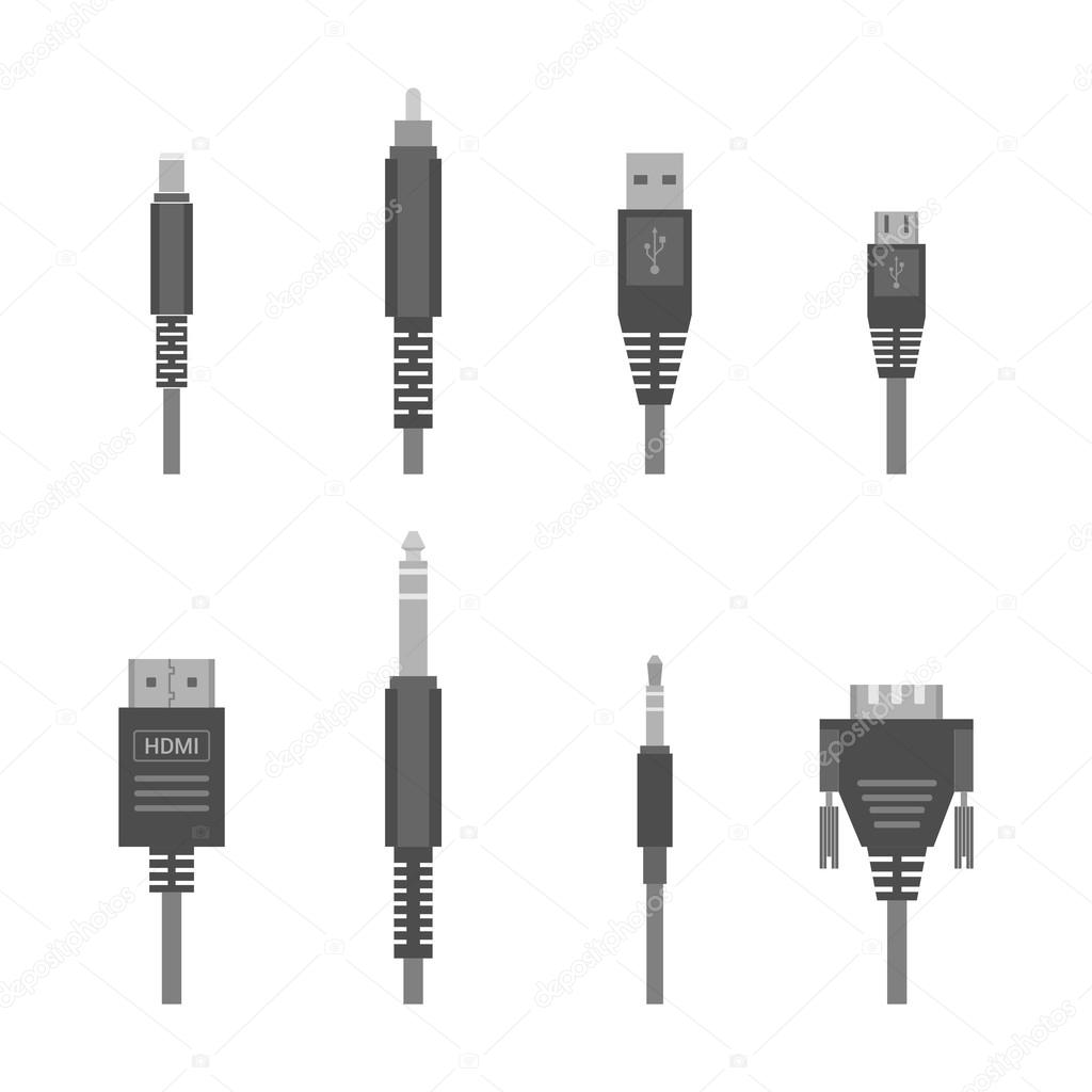 Grey vector various audio connectors and inputs