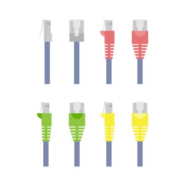 Vector set of colored ethernet connectors