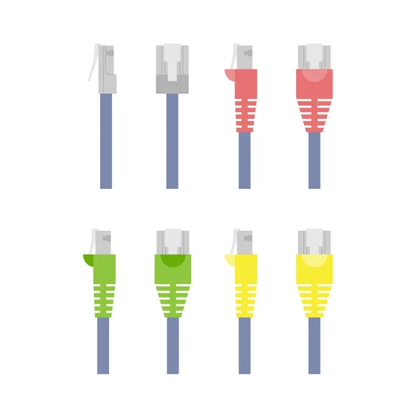 Vector set of colored ethernet connectors — Stock Vector