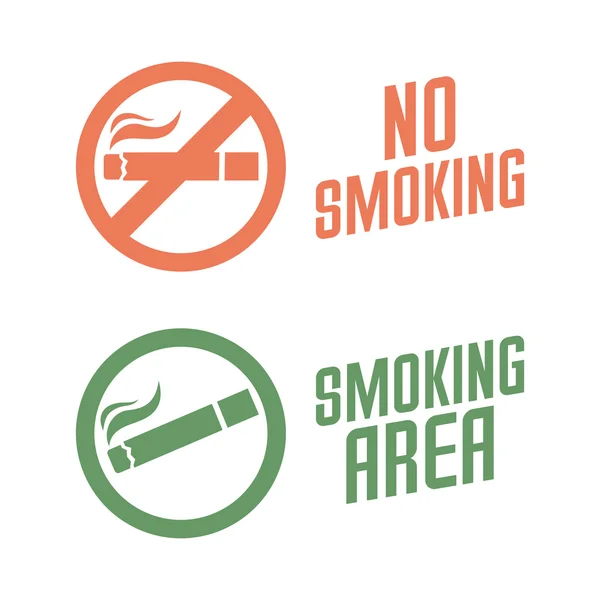 No smoking and Smoking area signs — Stock Vector