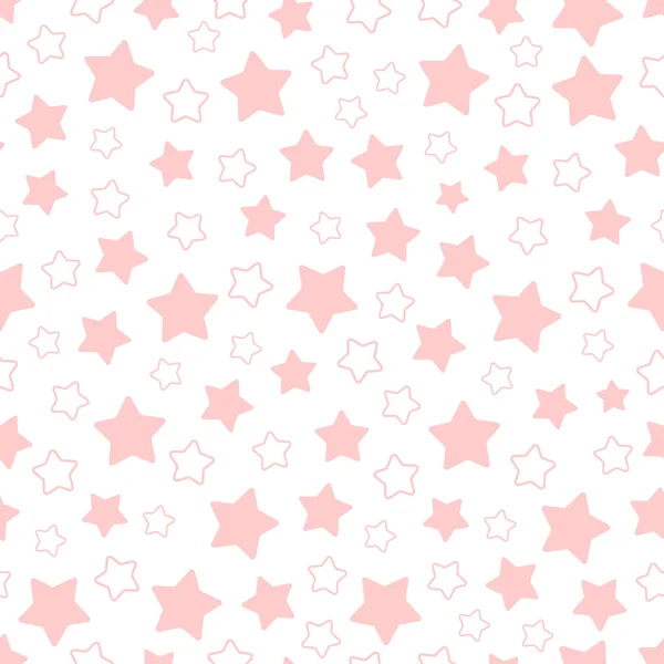 Vector seamless pattern of pink pentagonal stars — Stock Vector