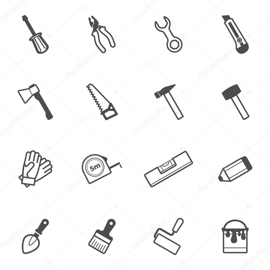 Vector construction and repair tool icon set