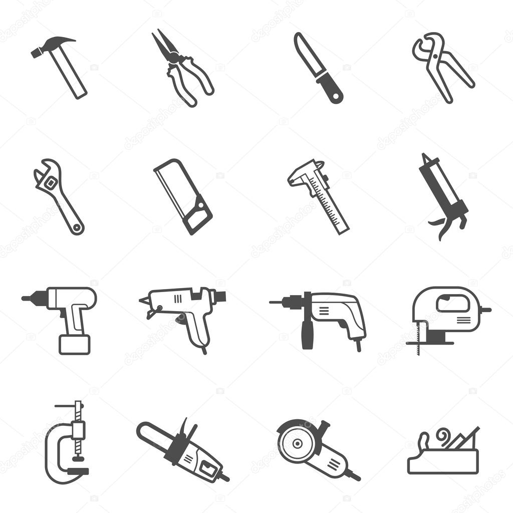 Vector construction and repair tool icon set